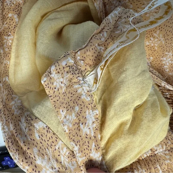 Vintage April Cornell Yellow Midi Skirt Floral Size S Boho Cottagecore Boho Chic - Picture 12 of 14